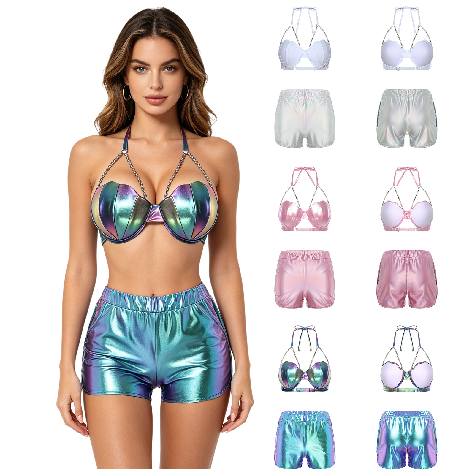 Women Metallic Shiny Swimwear  - Fitness & Nutrition Lab Zapopan ulasan dan harga